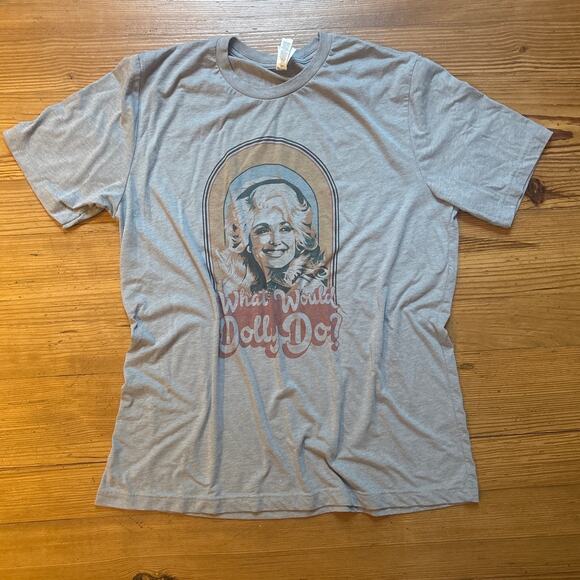 Dolly Parton gray What Would Dolly Do shirt sleeve graphic shirt SIZE XL - Picture 1 of 4